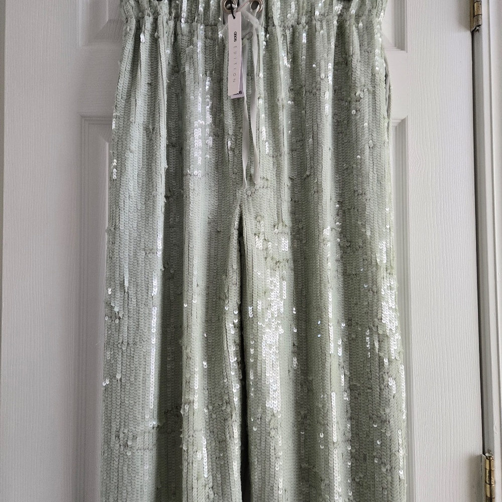 ASOS EDITION sequin jogger in sage green NWT - image 3